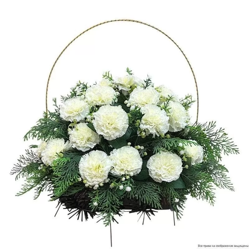 Изделие корзина овальная (гвоздика белая) РК05508