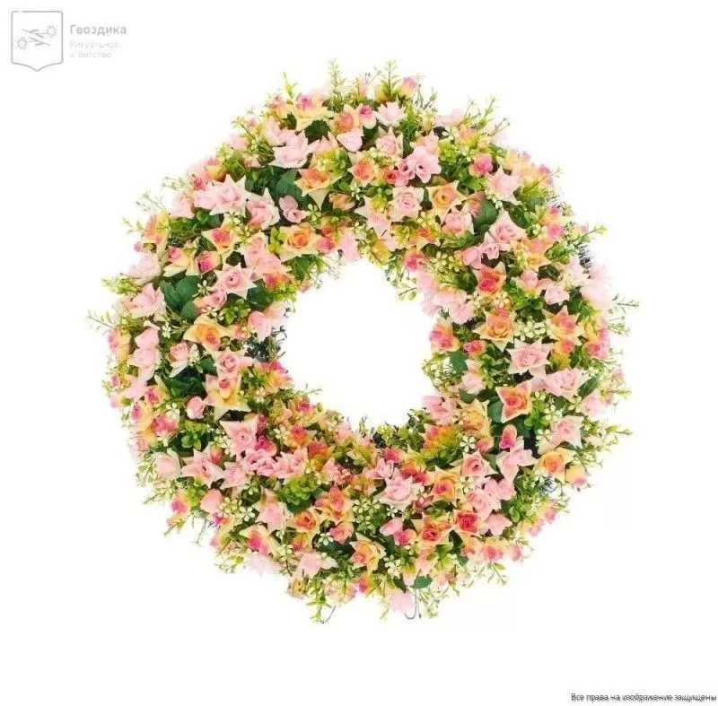 Венок круглый РО7006 светло-розовый