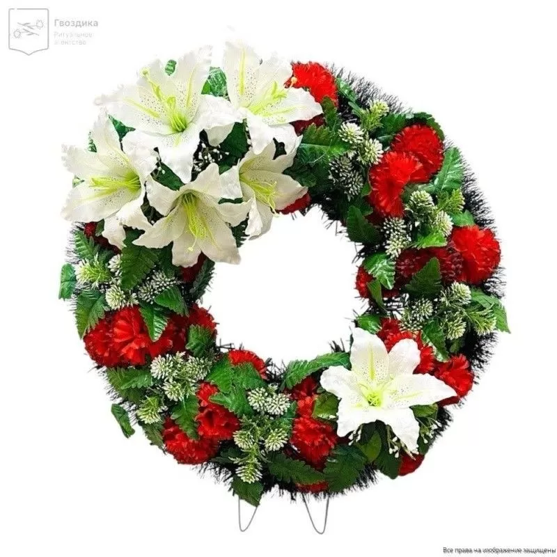 Венок круглый РО7001 красный