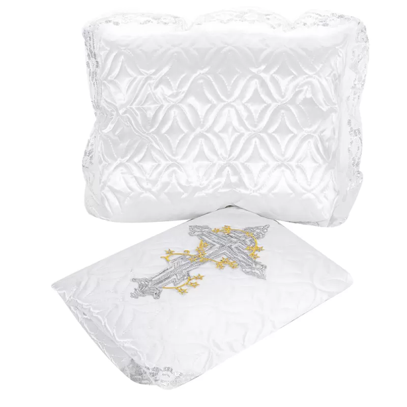 Комплект в гроб Идеал с крестом (серебро)