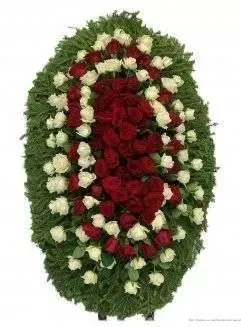 Венок из живых цветов на еловых ветках ВЖ09