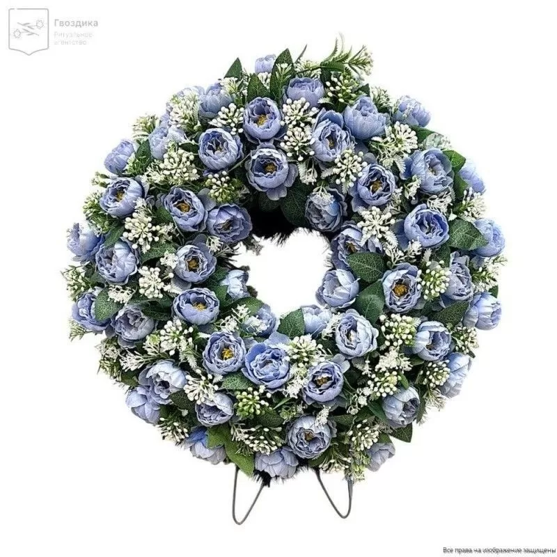 Венок круглый РО5001 голубой