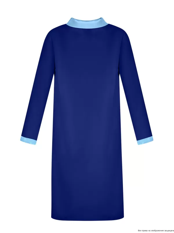 Платье габардин с атласным воротом и манжетами