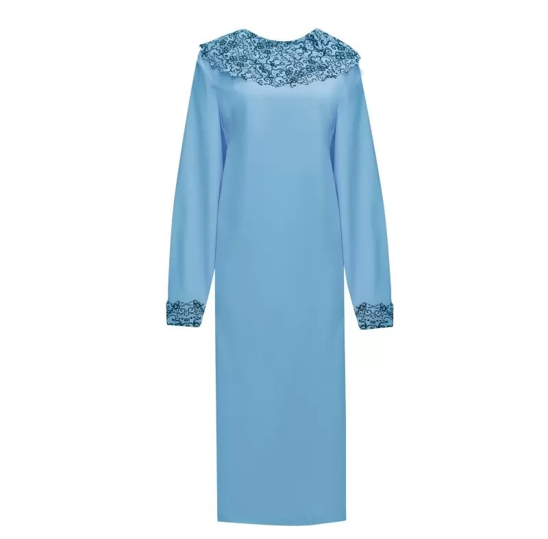 Платье Печать гипюр голубое
