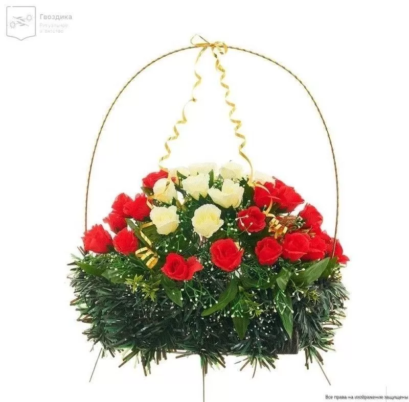 Изделие корзина овальная (розы) РК05505