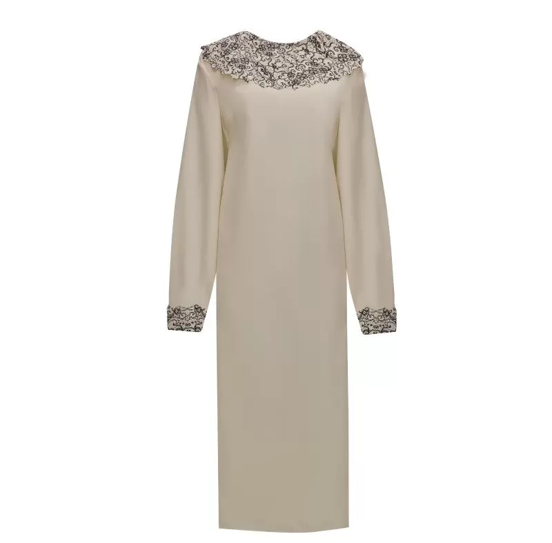 Платье Печать гипюр бежевое