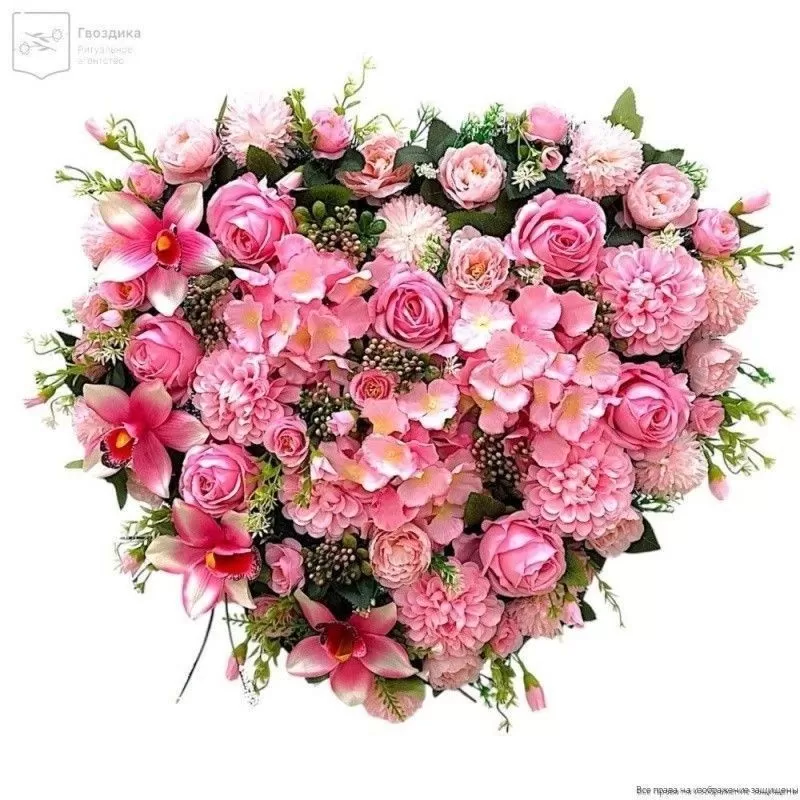 Венок сердце РС5001 розовый