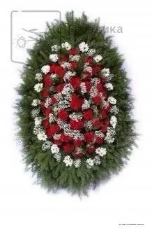 Венок из живых цветов на еловых ветках ВЖ21