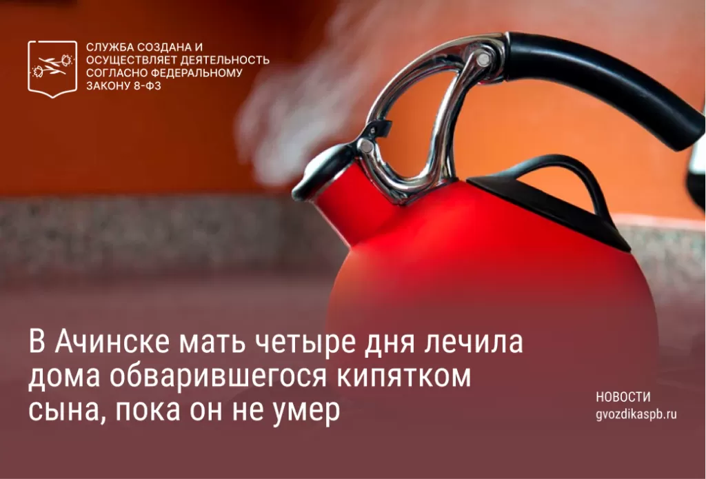  Ребенок в Ачинске опрокинул чайник и погиб из-за лечения его матери.