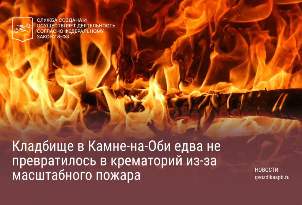 Кладбище в Камне-на-Оби едва не превратилось в крематорий из-за масштабного пожара