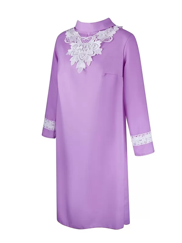 Платье женское с узорным воротом (цвет в ассортименте)