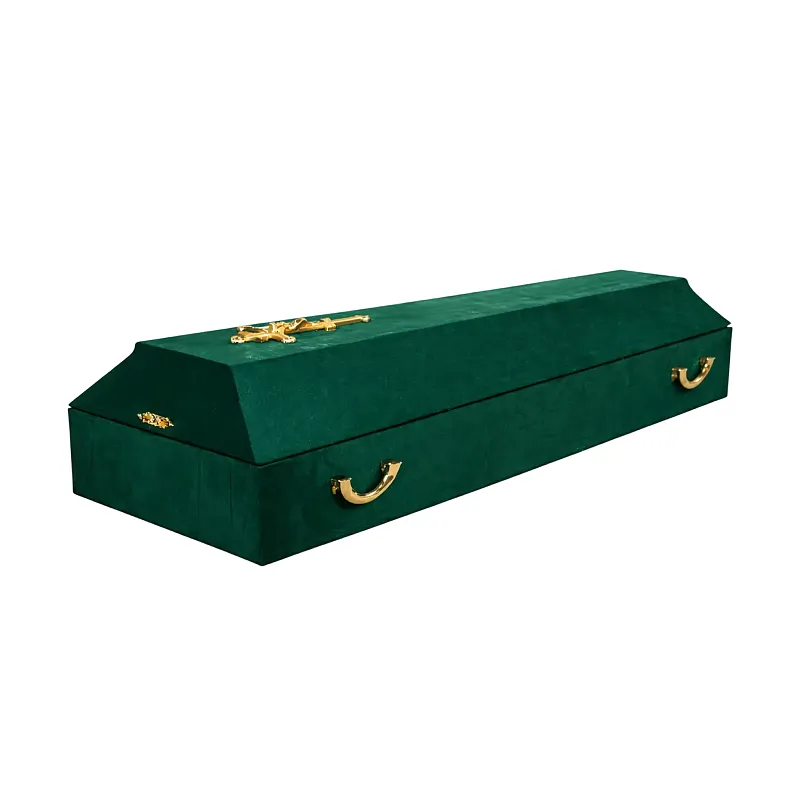 Гроб бархат зеленый с крестом стандарт СП