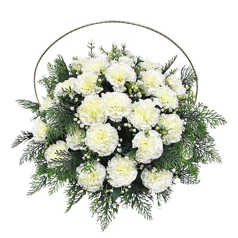 Изделие корзина овальная (гвоздика белая) РК05508