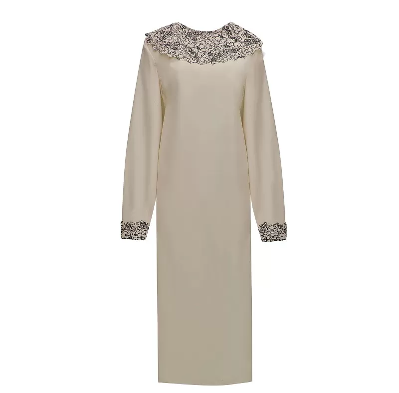 Платье Печать гипюр бежевое