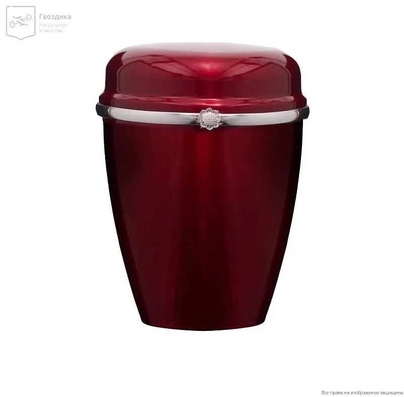 Урна металлическая для праха молдинг бордовая