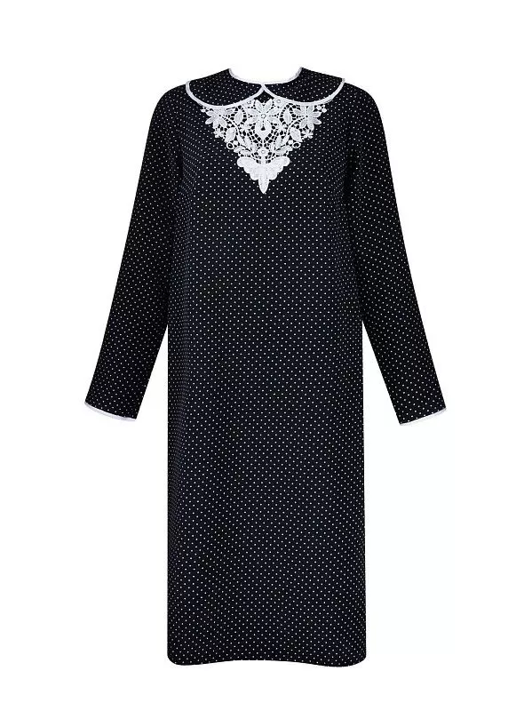 Платье Горошек с узорным воротником жемчуг