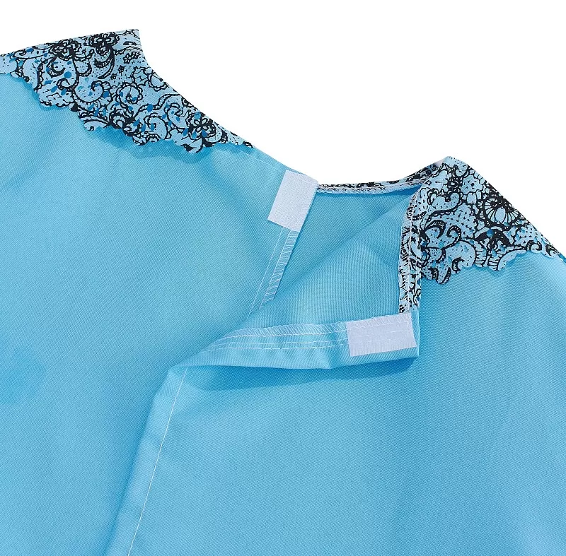 Платье Печать гипюр голубое