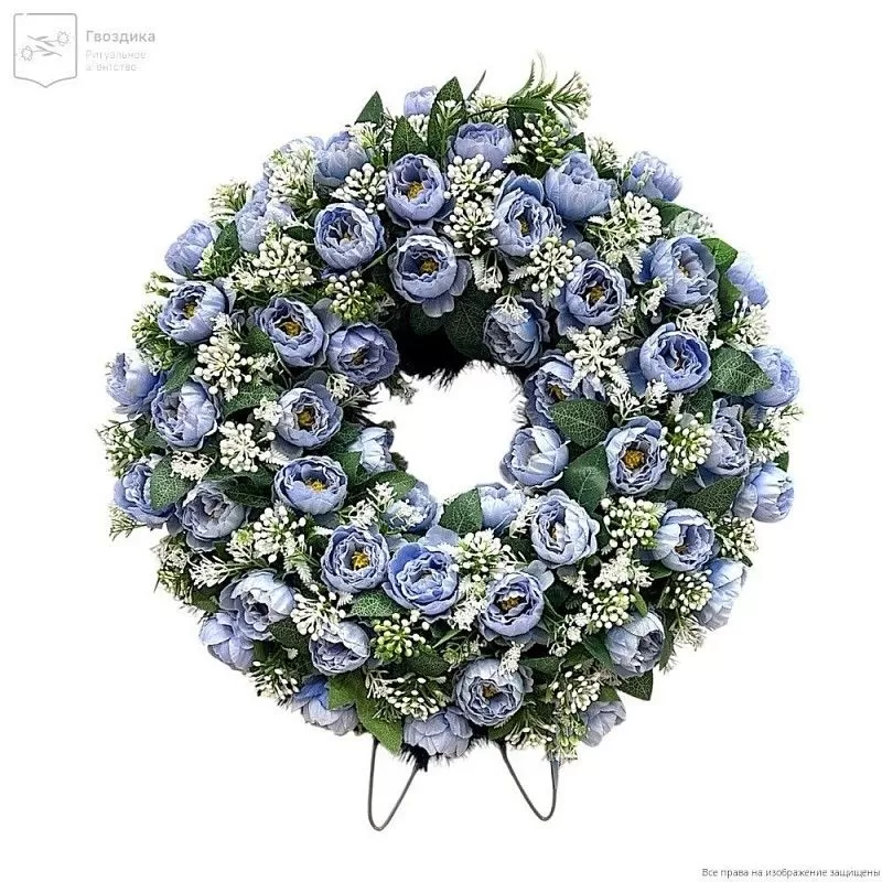 Венок круглый РО5001 голубой
