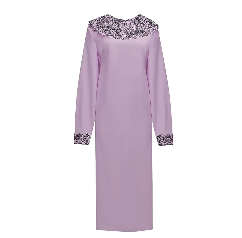 Платье Печать гипюр сиреневое