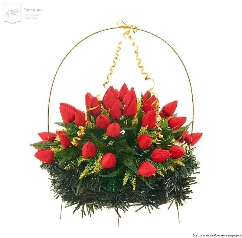 Изделие корзина овальная (тюльпаны) РК05505