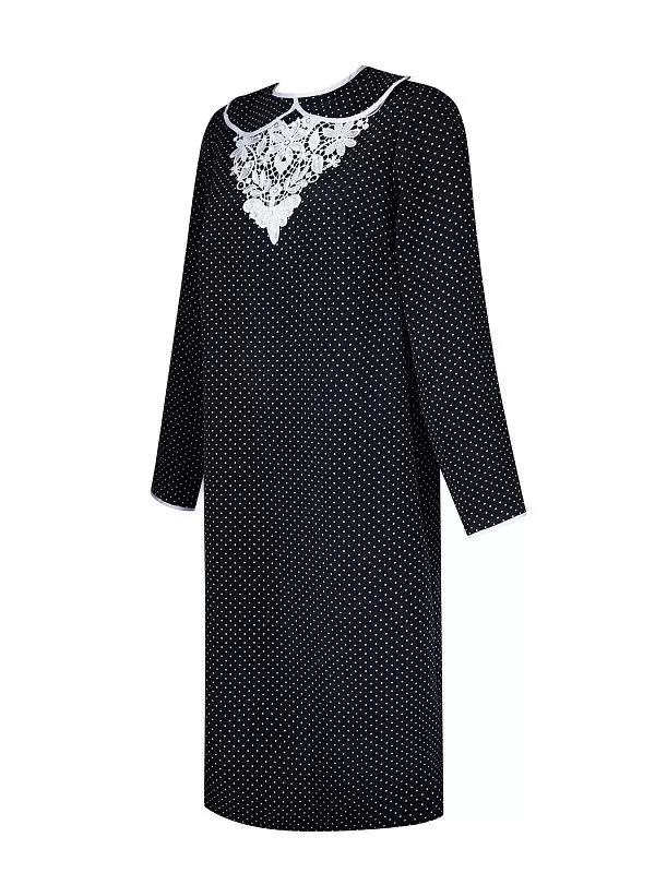 Платье Горошек с узорным воротником жемчуг