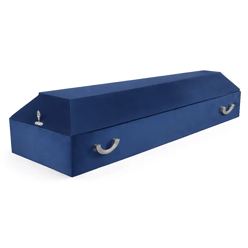 Гроб бархат синий стандарт СП (серебро)