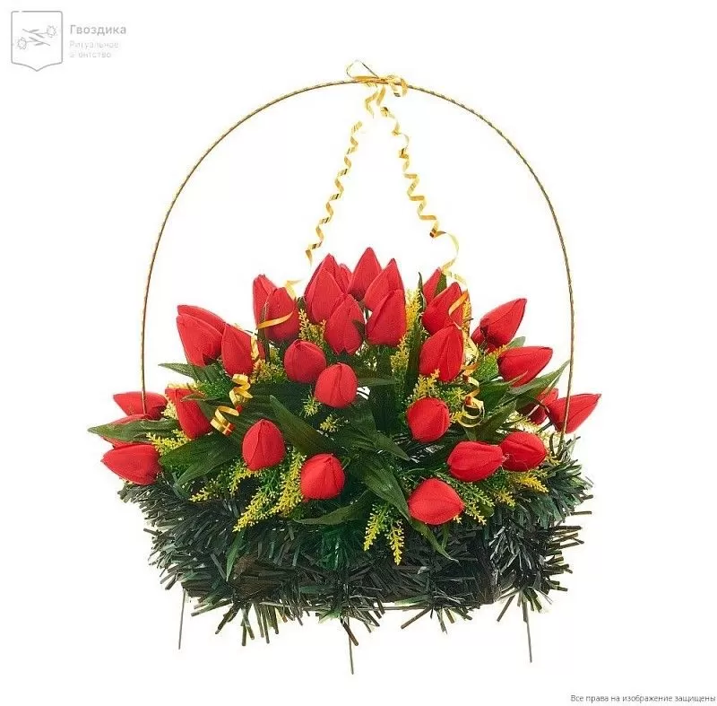 Изделие корзина овальная (тюльпаны) РК05505