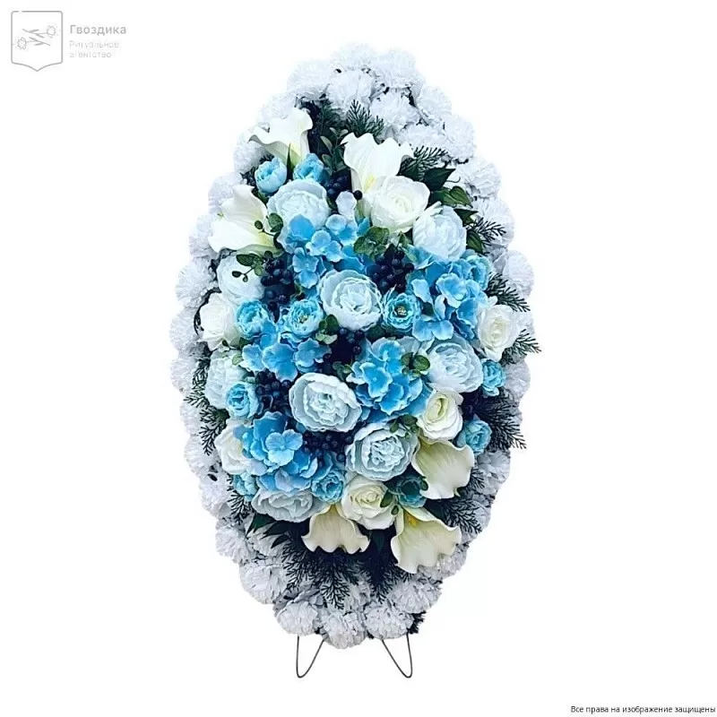 Венок средний Р10533 бело-голубой