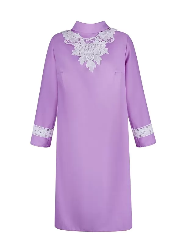 Платье женское с узорным воротом (цвет в ассортименте)