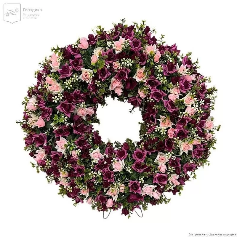 Венок круглый РО7006 бордовый