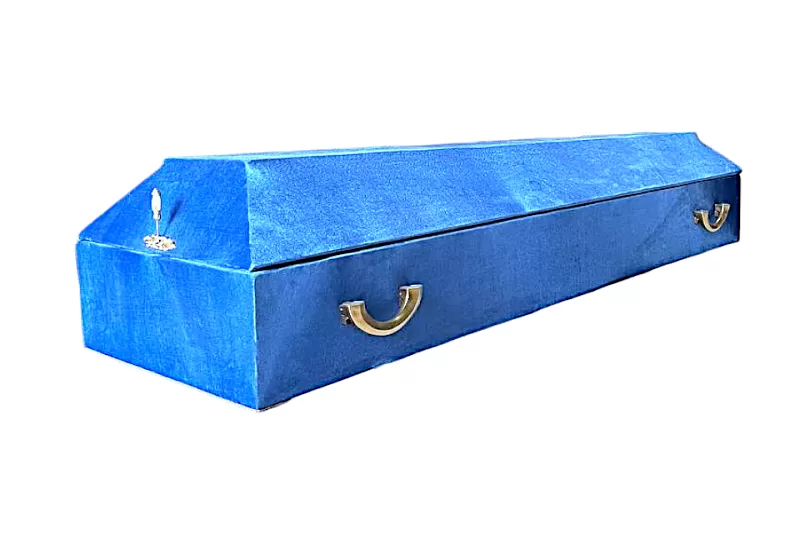 Гроб бархат СП стандарт (пепельно-васильковый)