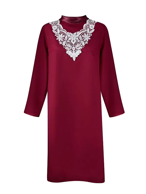 Платье женское с узорным воротом (цвет в ассортименте)