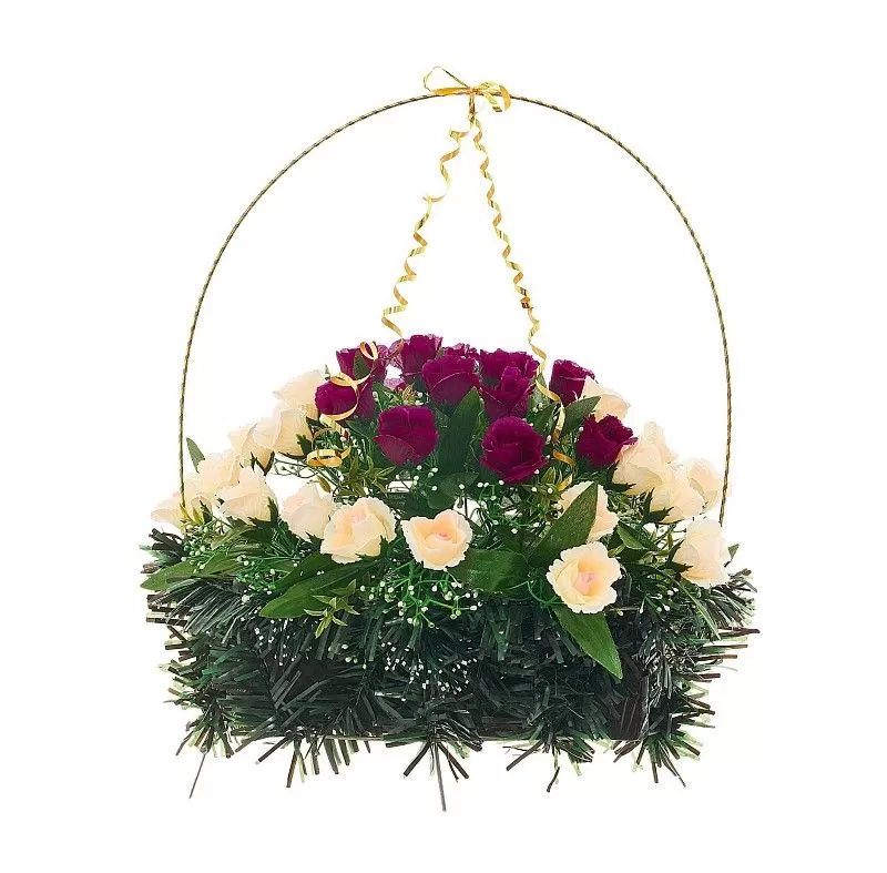 Изделие корзина овальная (розы двух цветов) РК05505