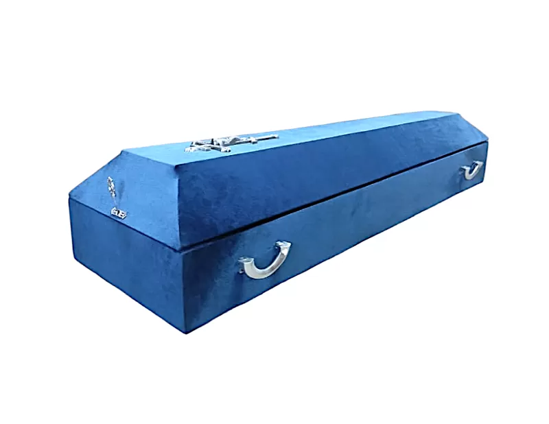 Гроб бархат синий стандарт СП (серебро)