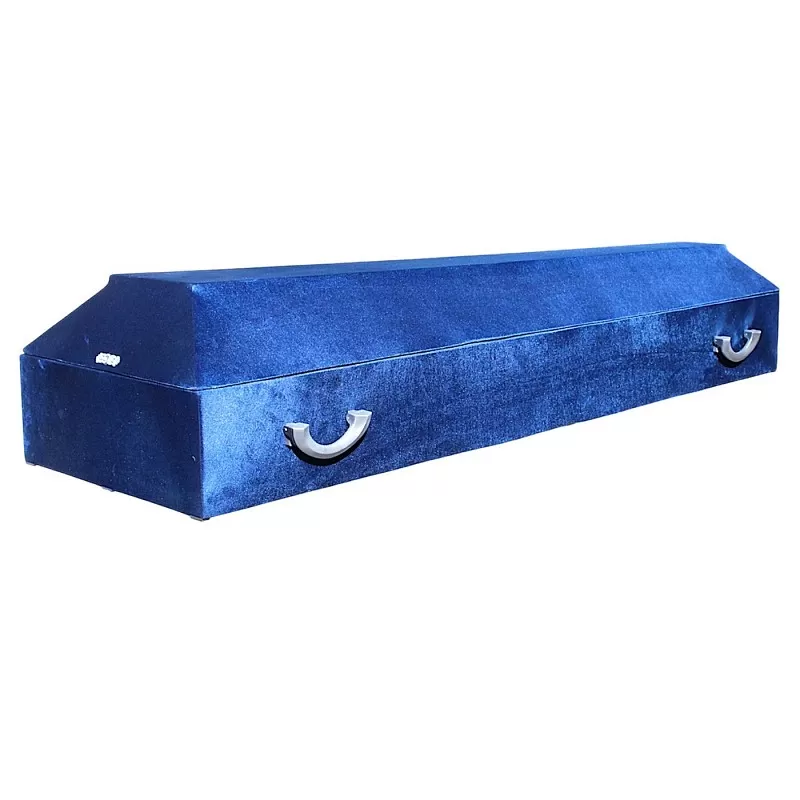 Гроб бархат синий стандарт СП (серебро)