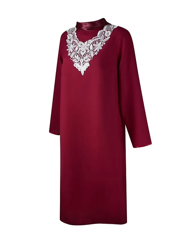 Платье женское с узорным воротом (цвет в ассортименте)