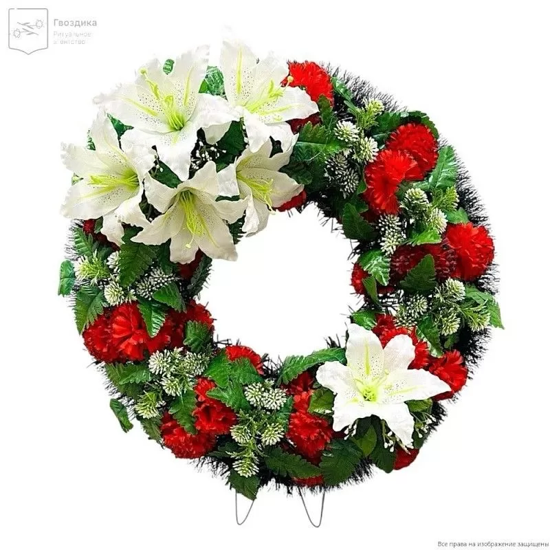 Венок круглый РО7001 красный