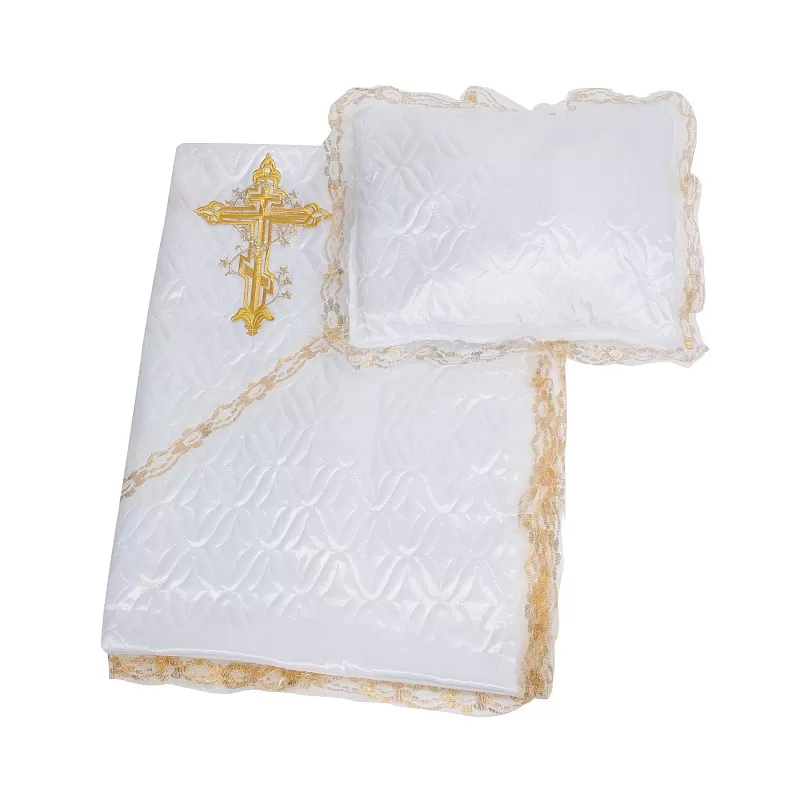 Комплект в гроб Идеал с крестом (золото)