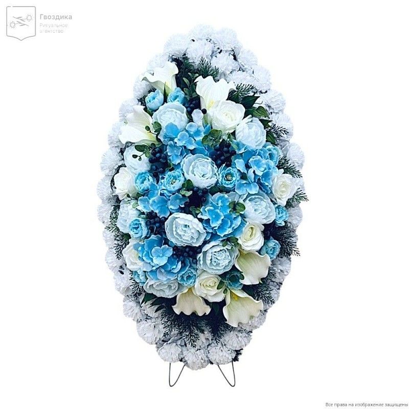 Венок средний Р10533 бело-голубой